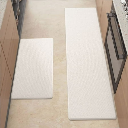 

Anti Fatigue Kitchen Mat Seashell White Sets of 2 Kitchen Rugs Non Slip Cushioned Standing Mat for Sink Floor Laundry Office Desk Mid 17.3 x 29 + Pro 17.3 x 59
