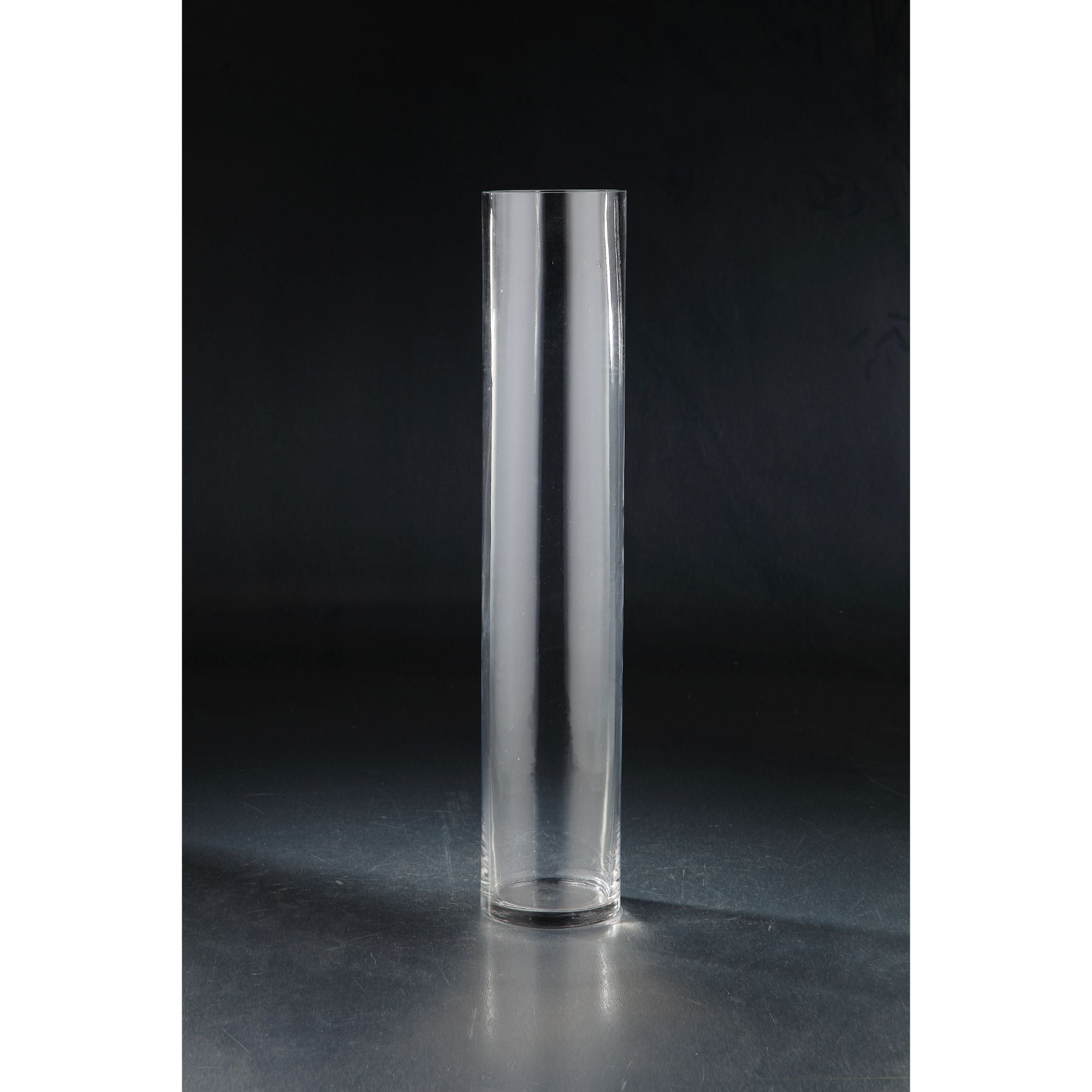 20" Clear Cylindrical Glass Vase