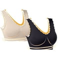 thumbnail image 5 of Lovskoo 2Pc Women's Sports Bra Lace Cami Bra Wireless Tank Top Bra Comfortable Everyday Bras For Women Leisure Beige, 5 of 9