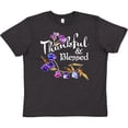 thumbnail image 3 of Inktastic Thankful and Blessed Inspirational Saying with Flowers Youth T-Shirt, 3 of 5