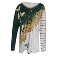 thumbnail image 4 of Mujeres damas imprimir manga larga cremallera cuello en V pulóver blusa Tops camisas Pompotops  gfhjh5236, 4 of 6