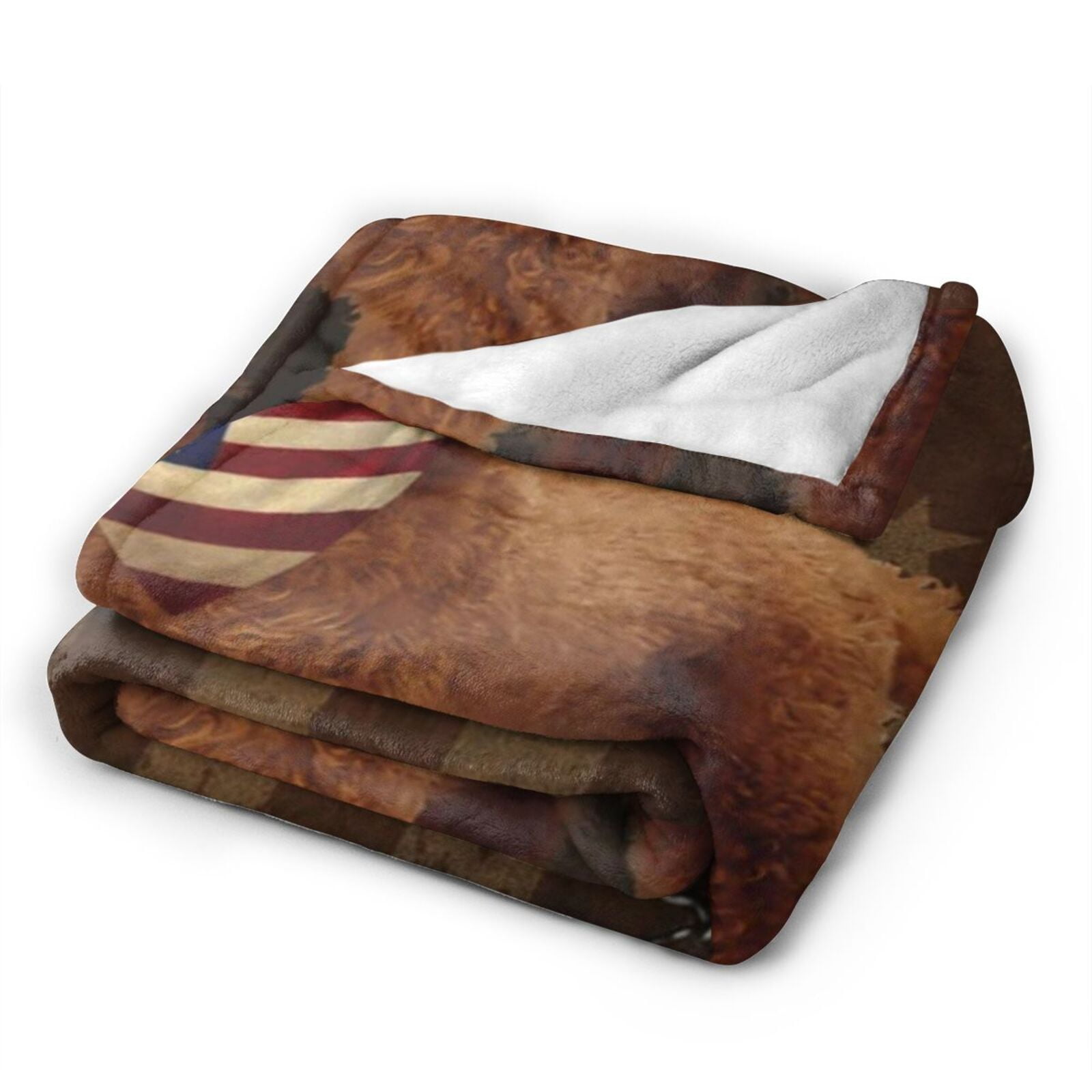 Wijzvio Cockapoo Dog With Vintage American Flag Throw Blanket Soft Fuzzy Fleece Blanket For Couch Bed Living Room Decoration 60"X50"