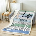 thumbnail image 2 of Beach Theme Blanket,Cute Starfish Throw Blanket for Camping Travel Sea Ocean Themed Fleece Blanket Twin Size Coastal Sealife Sherpa Blanket,Vintage Rustic Farmhouse Decor Colorful Stripe Bedroom Decor, 2 of 6