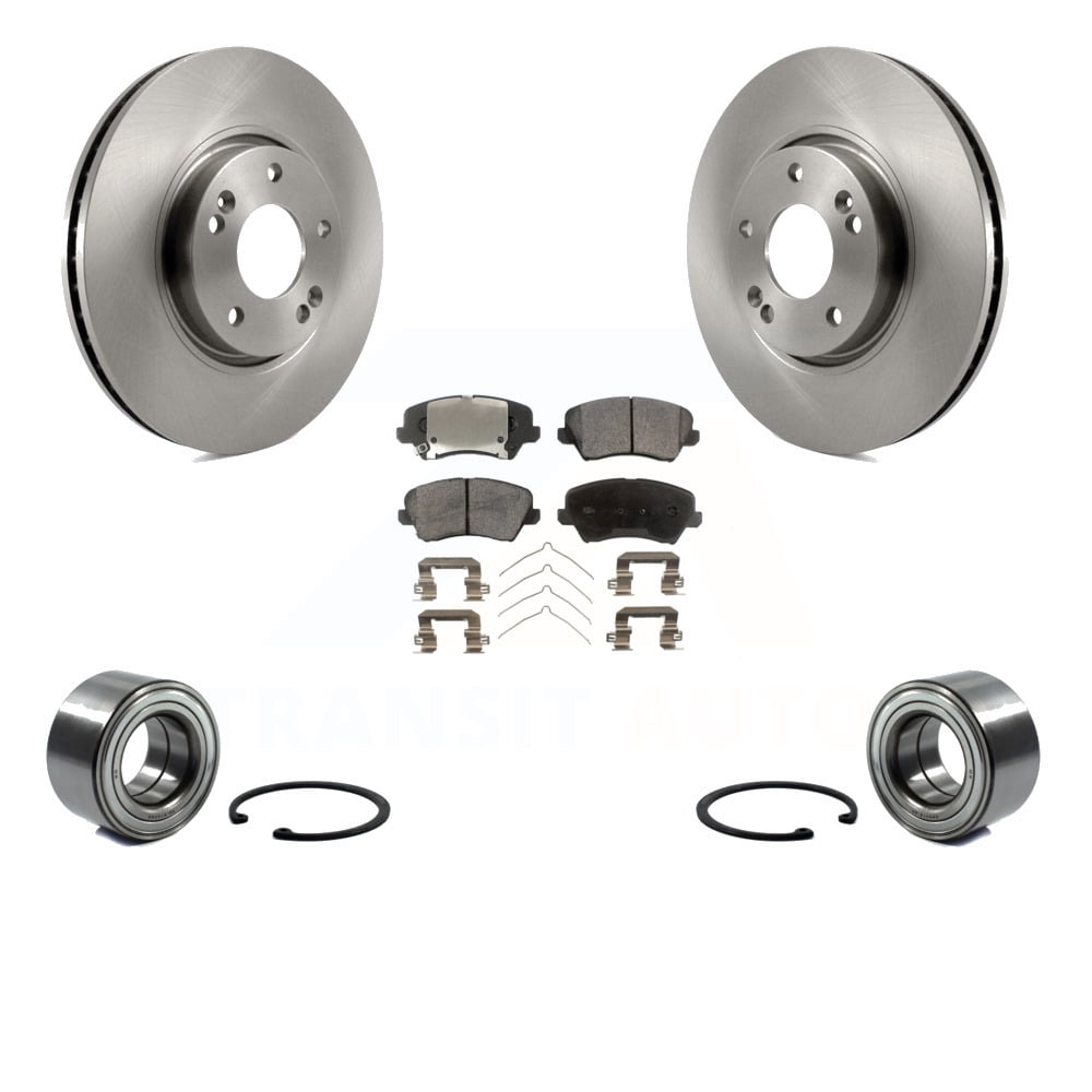 Front Wheel Bearing With Disc Brake Rotors And Ceramic Pads Kit For