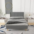 thumbnail image 2 of Zanmintaobo Upholstered Platform Bed Frame with Tufted Wingback, Full Size, Gray, 2 of 8