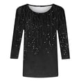 thumbnail image 4 of yunLCZ Womens Long Sleeve Shirts 3/4 Length Sleeve Womens Tops Casual Round Neck Cute Tops Fashion Loose Fit T Shirts Ladies Tops And Blouses Spring Summer Outfits 3300, 4 of 4