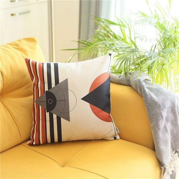 Orange & White Modern Geometric Throw Pillow, Multi Color