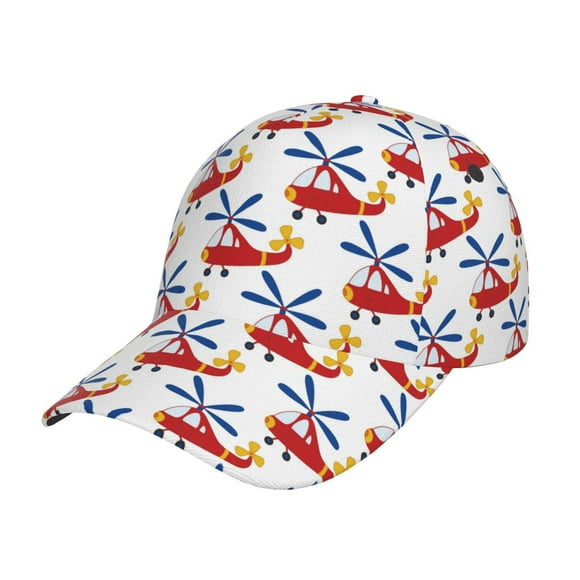 Easygdp Cartoon Helicopter for Unisex Twill Fabric Baseball Cap with Adjustable Buckle - Sweat-Absorbent Hat for Outdoor Activities, Sports, and Casual Wear