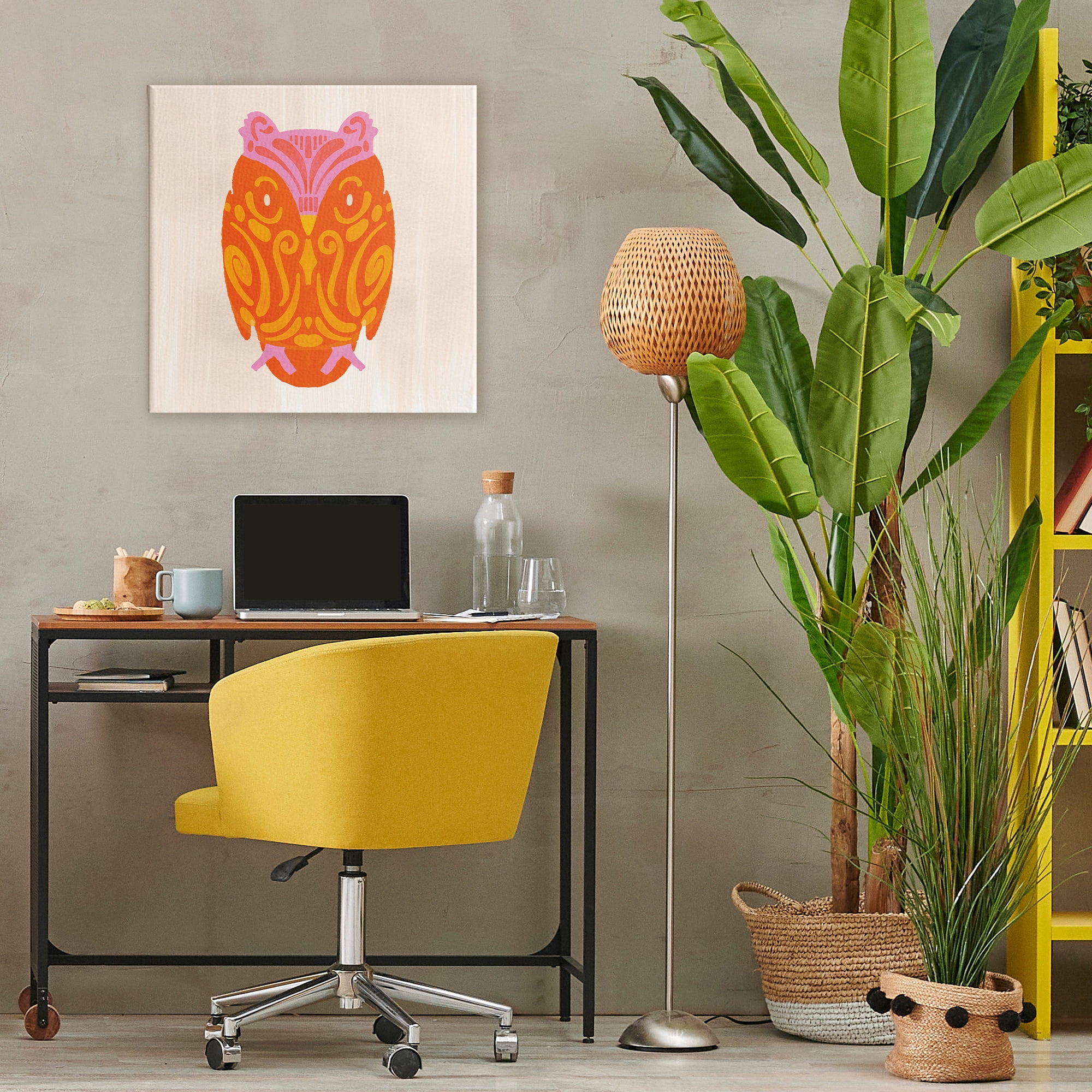 Stupell Industries Vibrant Folk Owl Motif Canvas Wall Art, design by The Paper Curator