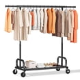 thumbnail image 2 of HOKEEPER Heavy Duty 450 lbs Capacity Clothing Rack with Shelves, Garment Rack, Adjustable Rolling Commercial Grade Clothes Rack (50-75" Length, 64-68" Height) with Storage Shelf Black, 2 of 8