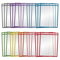Dry Erase Pocket Sleeves, 30 Count, Crystal Clear, by Better Office Products, Oversized, 10.25" x 13.75", Heavy Duty Dry Erase Pocket Sheet Protectors, Reusable Pockets with 10 Assorted Colors,30 Pack