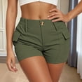 thumbnail image 2 of oqasdz Womens High Waisted Cargo Shorts Button Closure Solid Color Casual Shorts with Stretchy Fit and Functional Side Pockets, 2 of 6
