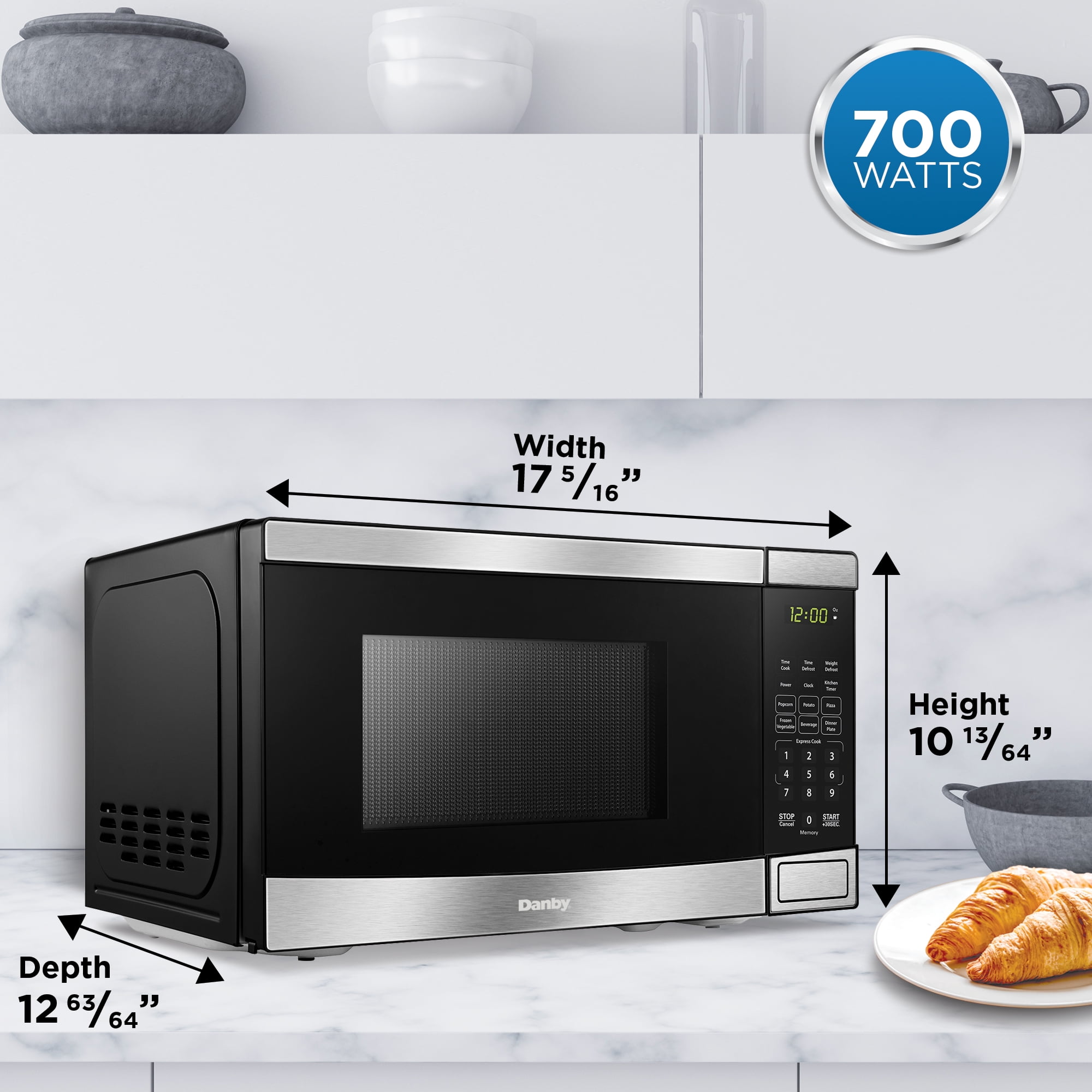 Danby 0.7 cu. ft. Countertop Microwave in Black and Stainless Steel (DBMW0722BBS)