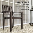 thumbnail image 4 of Outsunny Slatted Design Patio Dining Chairs, Set of 2 Stackable Garden Chairs, Dark Brown, 4 of 9