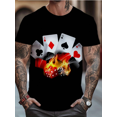 thumbnail image 2 of Camiseta de manga corta con estampado de póquer y llamas para hombre, camiseta de manga corta estilo Harajuku, camiseta informal de cuello redondo para hombre, 2 of 4