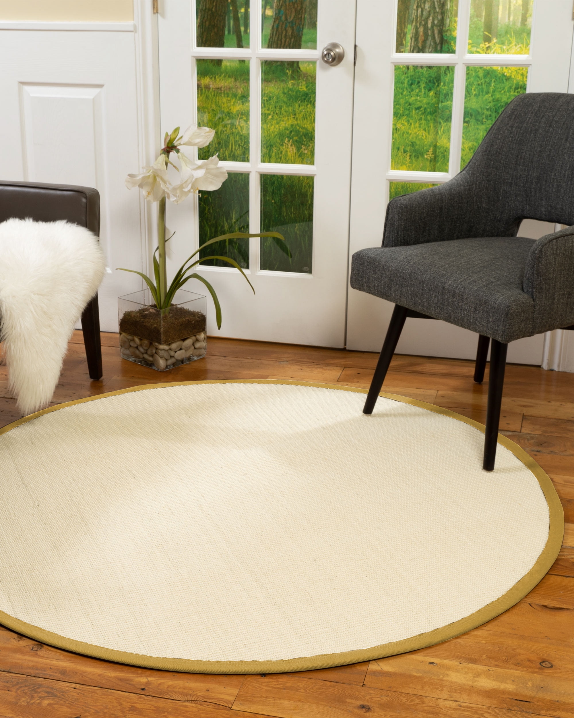 Natural Area Rugs Deco Custom Sisal Rug, 6', Round Tan Border Walmart