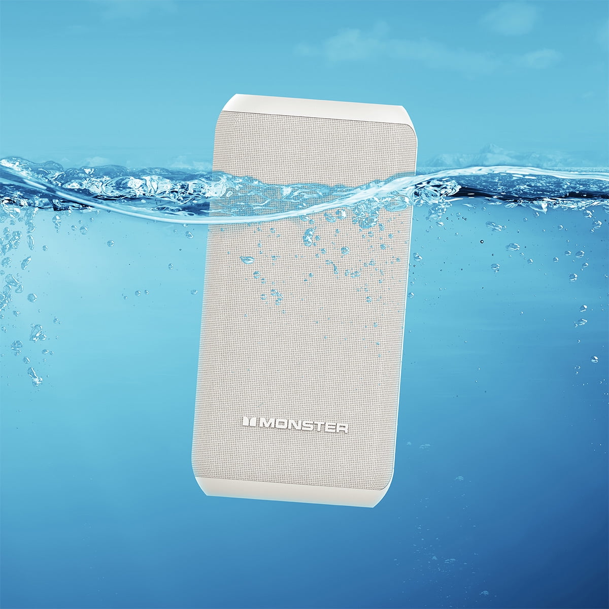 Monster DNA MAX Waterproof Bluetooth Speaker with Qi Wireless Charging Pad & Reverse USB-C Charging (White)
