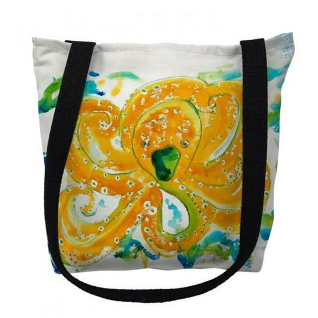 Betsy Drake TY083M 16 x 16 in. Orange Octopus Tote Bag - Medium
