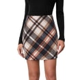 thumbnail image 3 of Lolmot Womens Plaid Flannel Skirts, Y2K Classic Fit High Rise Mini Skirt, Stretchy Pencil Skirts, Fall Winter Business Outfits, 3 of 9