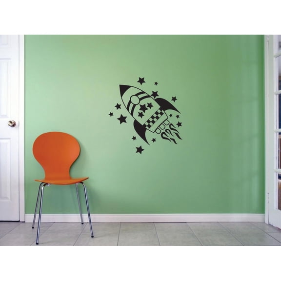Custom Decals Rocket Wall Art Size: 20 Inches x 20 Inches Color: Black