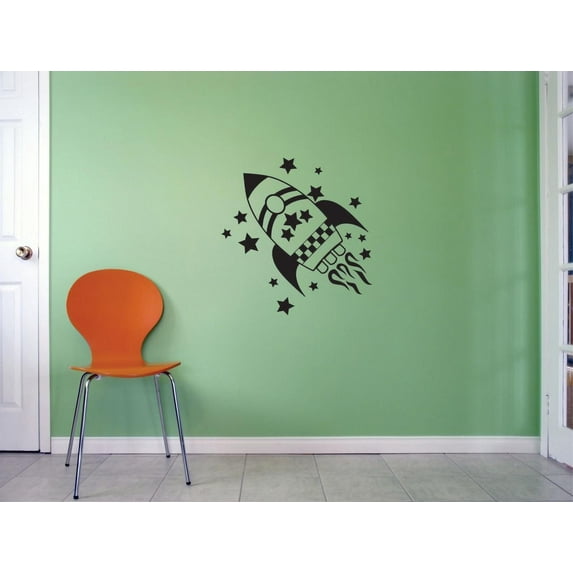 Custom Decals Rocket Wall Art Size: 18 Inches x 18 Inches Color: Black