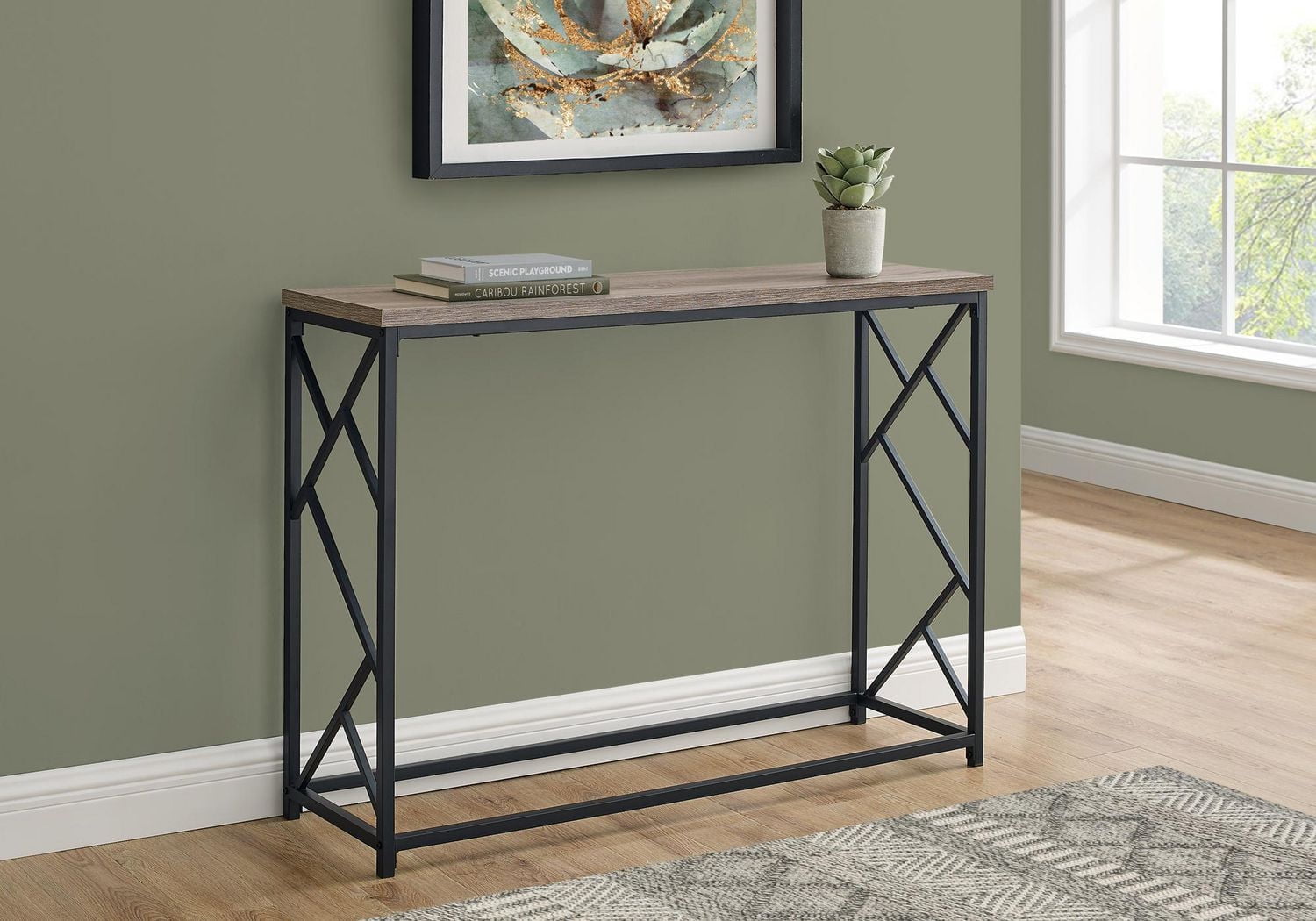 Monarch Specialties Table D'appoint, Console, Entrée, Étroit, Sofa, Salon, Chambre À Coucher, Métal, Stratifié, Brun, Noir, Contemporain, Moderne