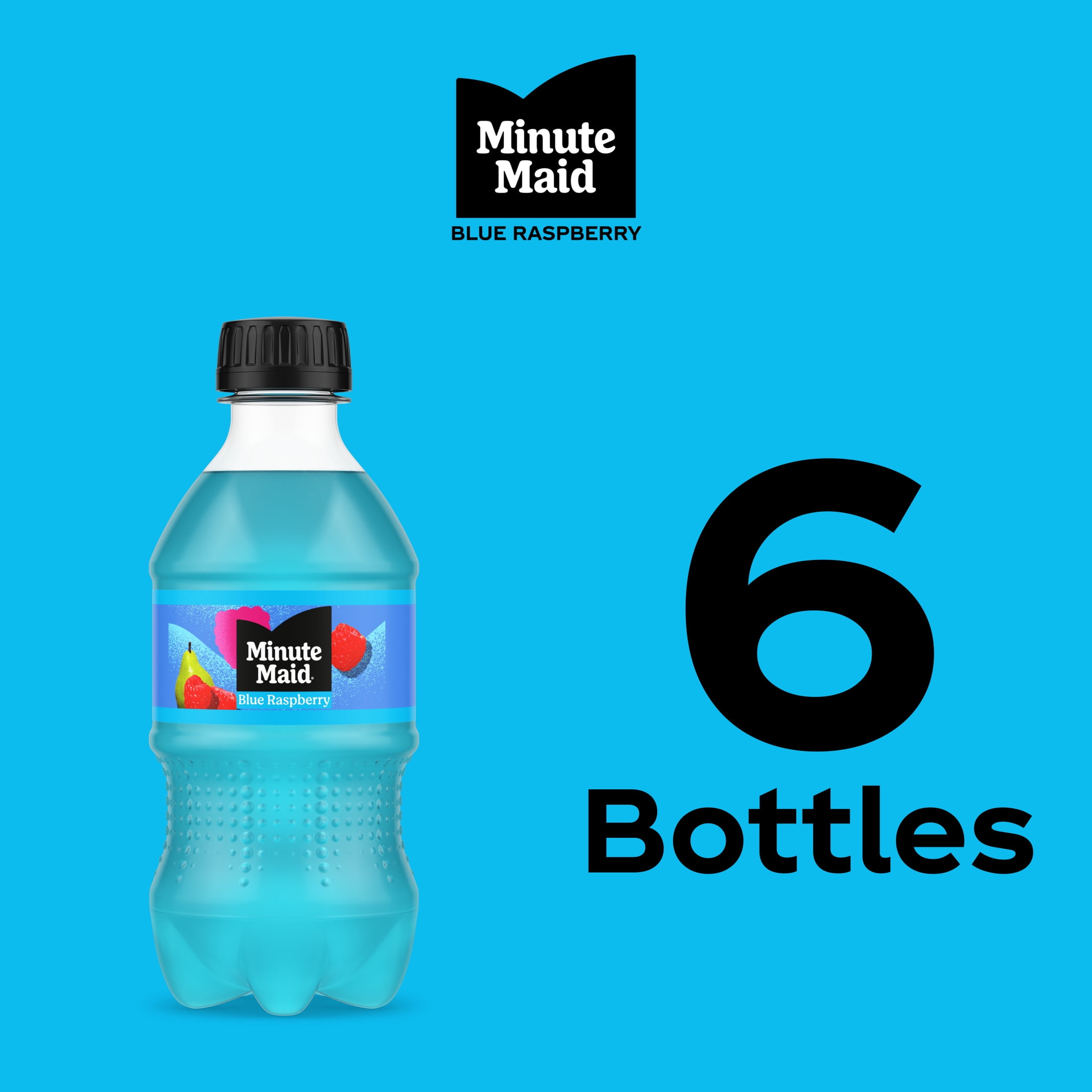 Minute Maid Blue Raspberry Juice Drink Bottles, 12 fl oz, 6 Pack