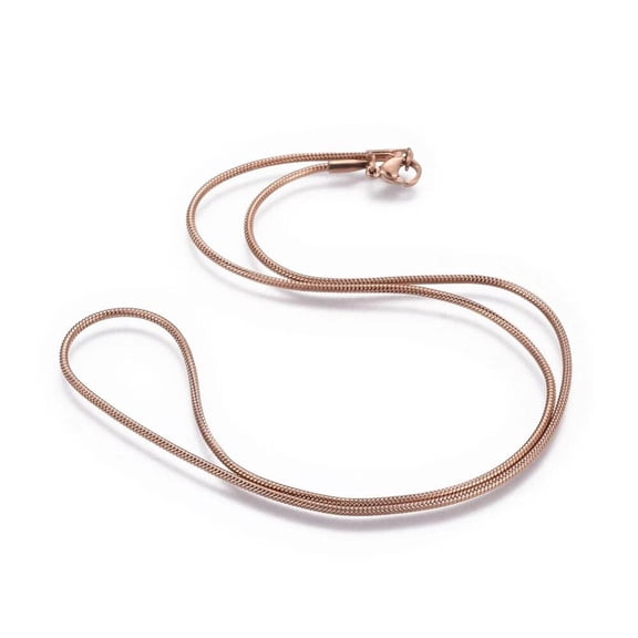 Stainless Steel Twisted Snake Necklace Rose Gold 17.8 Inch 1.5mm Lobster Clasp Z456