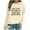 Beige, variant on Women's Fashion Casual Solid Color Loose Long Sleeve Letter Print Round Neck Hoodie Blouse Shirt Distressed Hoodie Women Comfy Womens Tee Christmas Zip up Hoodie Junior Crop Sweater Apparel Shirt Crop