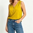 thumbnail image 7 of Qiopertar Satin Tank Tops for Women V Neck Sleeveless Button Down Casual Loose Flowy Summer Blouse Yellow L, 7 of 7