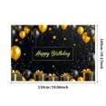 thumbnail image 2 of Black Gold Themed Happy Birthday Banner with Balloon Star Elements Party Supplies Birthday Decoration Photography Props Backdrop Decorations, 2 of 7