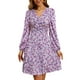 thumbnail image 2 of UVN Vestidos de Otoño para Mujer, Vestido Midi de Manga Larga con Cuello en V y Corte a, Vestido Veraniego con Estampado Floral de Playa Boho, 2 of 7
