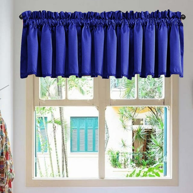 wycnly Solid Color Window Valance Cottage Curtain Rod Pocket Kitchen Living Room Decoration Polyester Light Blocking 53.94x17.72in Clearance