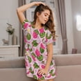 thumbnail image 3 of Wukai Dragon Fruits Print Women's Loose Short Sleeve Nightgown, Soft Sleep Dress for Comfortable Relaxation, Casual Lounge Wear, 3 of 6