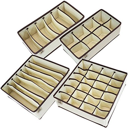 Underwear Collapsible Drawer Closet Organizer Set Of 4 Beige