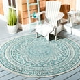 thumbnail image 2 of SAFAVIEH Courtyard Josiah Geometric Indoor/Outdoor Area Rug, Light Grey/Teal, 3' x 3' Round, 2 of 6