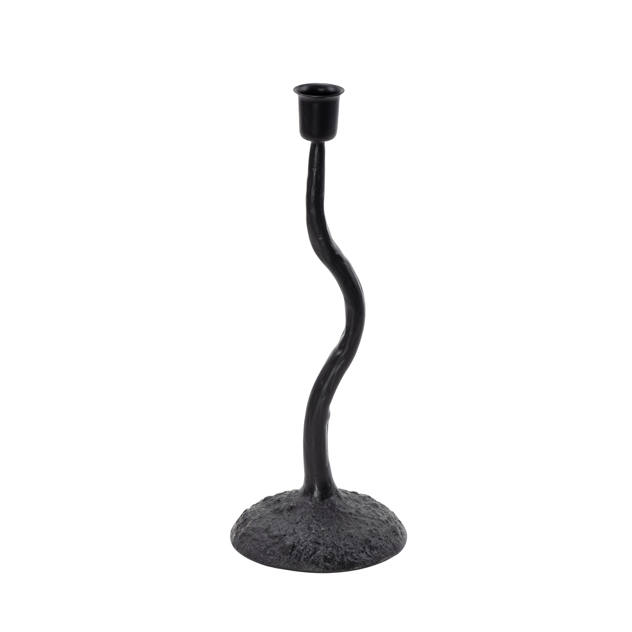 DecMode Black Metal Candle Holder with Round Base