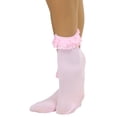 thumbnail image 2 of ToBeInStyle Women's Opaque Ankle High Socks w/ Ruffled Lace Top - Baby Pink, 2 of 5