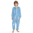 thumbnail image 2 of Soft Big Kids Onesie Pajamas Cozy Loose-Fit Jumpsuits for kids with Pockets for Christmas Lounge & Play Seahorses Starfish and Shells, 2 of 8