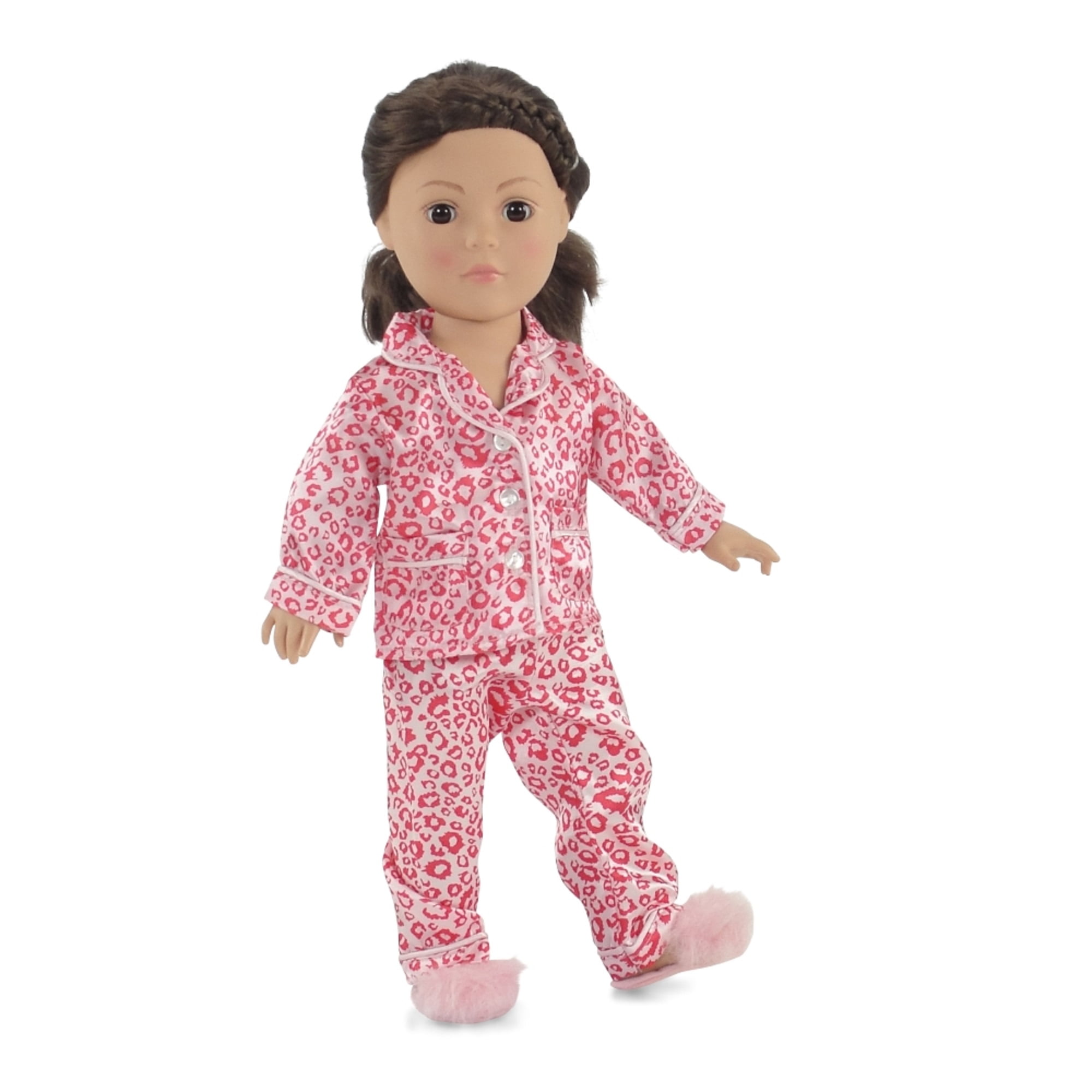 Hot Pink Flower Canvas Slip On Shoes 18 in Doll Clothes Fits American Girl