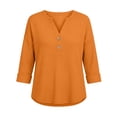 thumbnail image 4 of Warop Women's Waffle Knit V Neck 3/4 Sleeve Top Lightweight Textured Pullover Blouse Casual for Daily Lounge Wear, 4 of 6