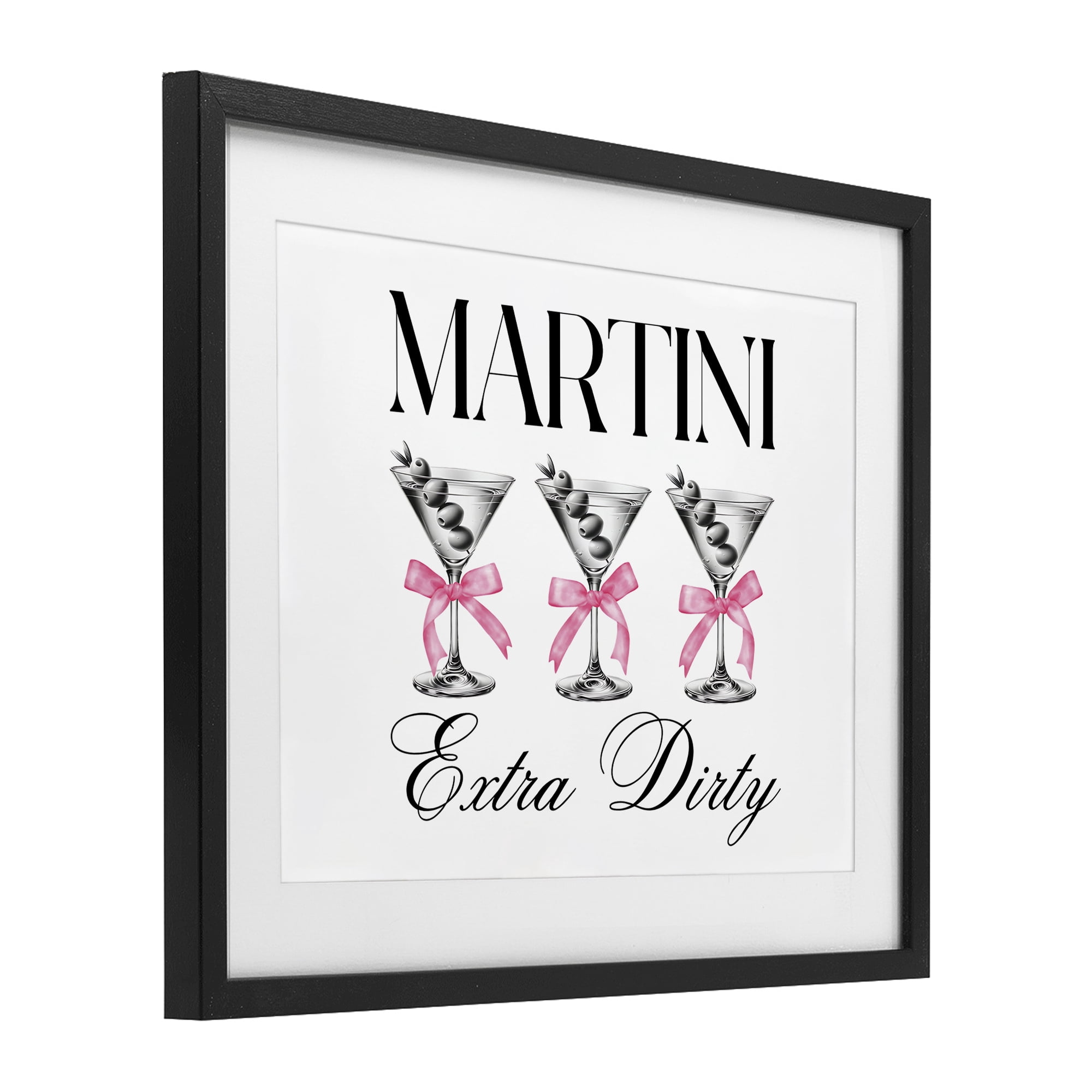 Stupell Industries Pink Ribbon Martini Trio Black Framed Print Under Glass, design by Lettered and Lined