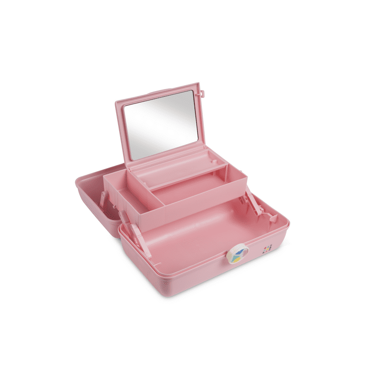 Large VTG Square 1990s KIDZ CABOODLE Rare Pink Go Girl Cosmetic Makeup Case  USA