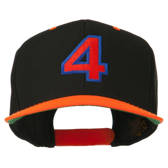 Arial Number 4 Embroidered Classic Two Tone Cap - Neon Orange OSFM