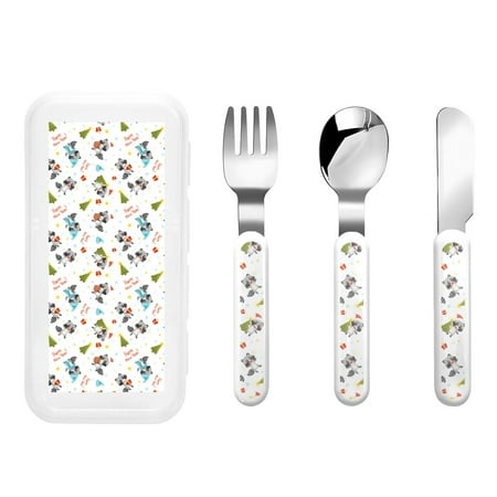 

Matuu happy new year Raccoon for Stainless Steel Kids Cutlery and Toddler Flatware Kids Utensil Set includes Knives Forks Spoons Ideal for Home and Preschools