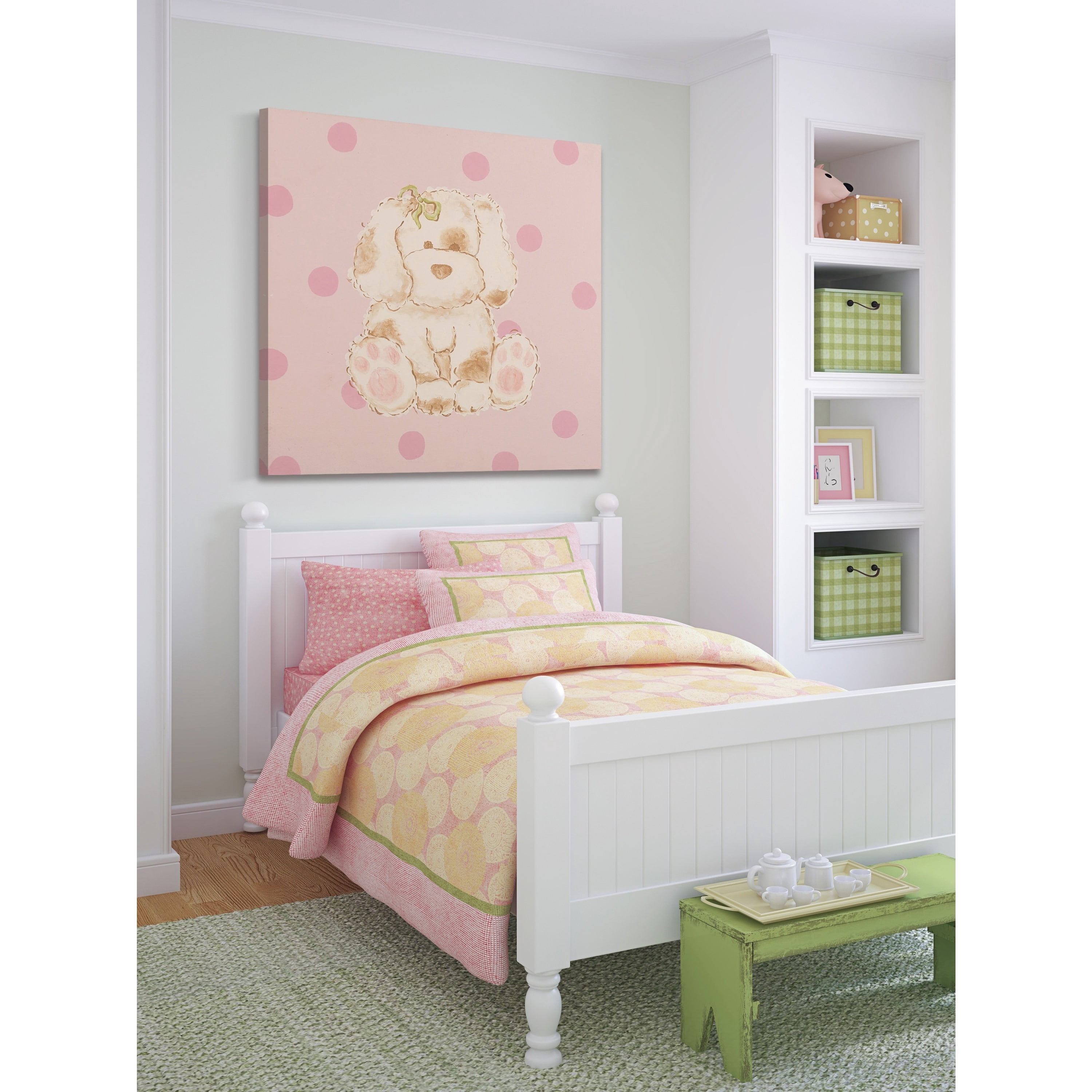 Marmont Hill "Snuggly Puppy" by Reesa Qualia Painting Print on Wrapped Canvas