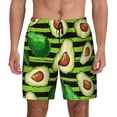 thumbnail image 2 of Goofa Avocado Green Striped Printed Men's Swim Trunks Board Shorts Quick Dry Mens Swimming Trunks with Compression Liner,Breathable Fit Hawaii Beach Shorts-3X-Large, 2 of 9