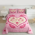 thumbnail image 2 of Feelyou Romantic Love Heart Bedding Comforter Set for Kids, Valentines Day Rose Twin Comforter Sets, Princess Cartoon Pink Reversible Bedding Set, Microfiber Bedroom Decor, 2-Piece, 2 of 8