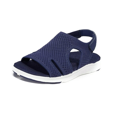 

Women Summer Open Toe Sandals Knitting Surface Breathable Shoes Platform Beach Sandals Hook & Loop Closure for Daily New