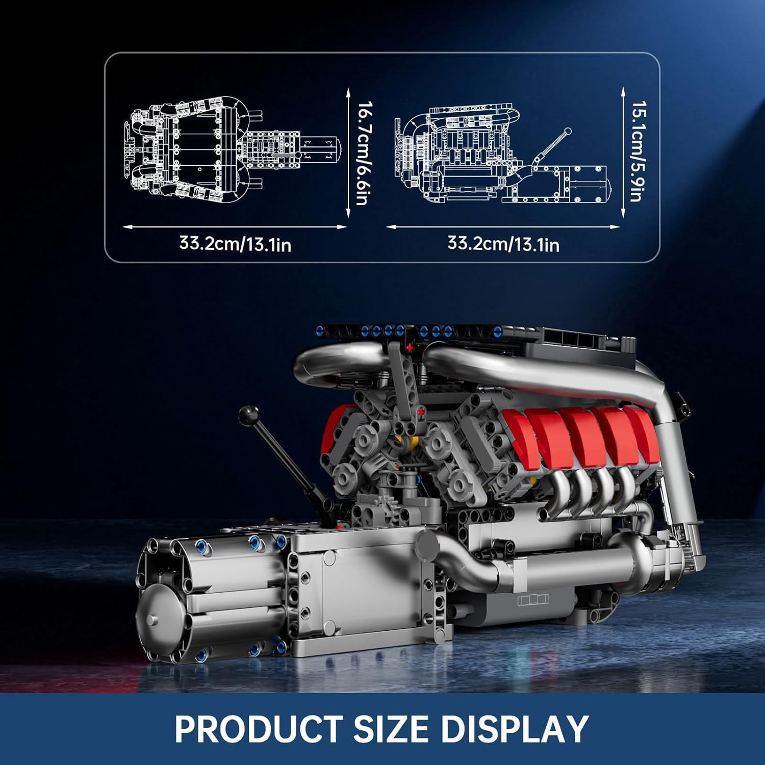 Model Engine Kit for Adults, V8 Engine Building Sets, Mini Engine Toys Scale with Motor, STEM Project Building Kits, DIY Collectible Blocks for 14+ (1169 Pieces) 10203